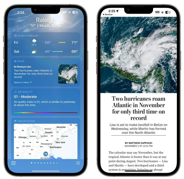萍乡苹果14维修分享iPhone 14手机如何看天气时顺带看新闻 