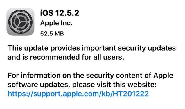 萍乡苹果手机维修分享iOS12.5.2发布，建议所有老苹果用户安装 